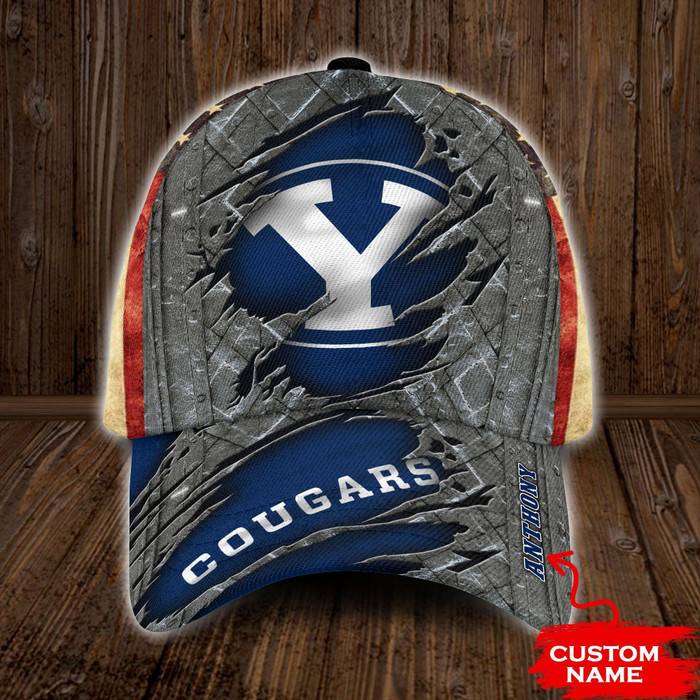 Personalized Byu Cougars USA Flag 3D Classic Baseball Cap CNI870
