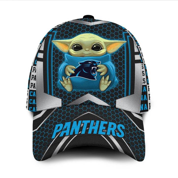 Personalized Carolina Panthers Baby Yoda 3D Classic Baseball Cap CNI723