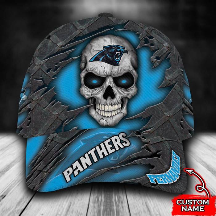 Personalized Carolina Panthers Skull 3D Baseball Cap Blue CNI1670