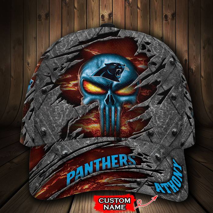 Personalized Carolina Panthers Skull 3D Baseball Cap CNI1504