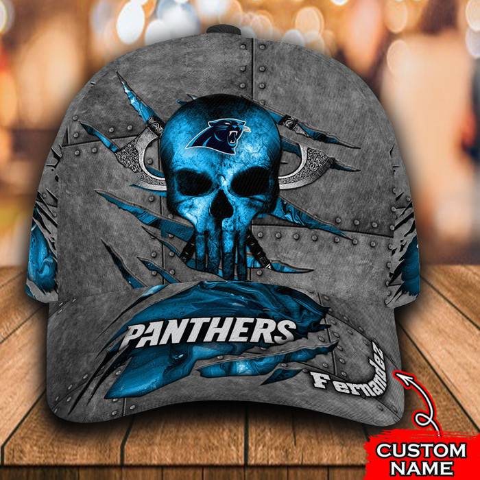 Personalized Carolina Panthers The Punisher Skull 3D Classic Baseball Cap CNI892