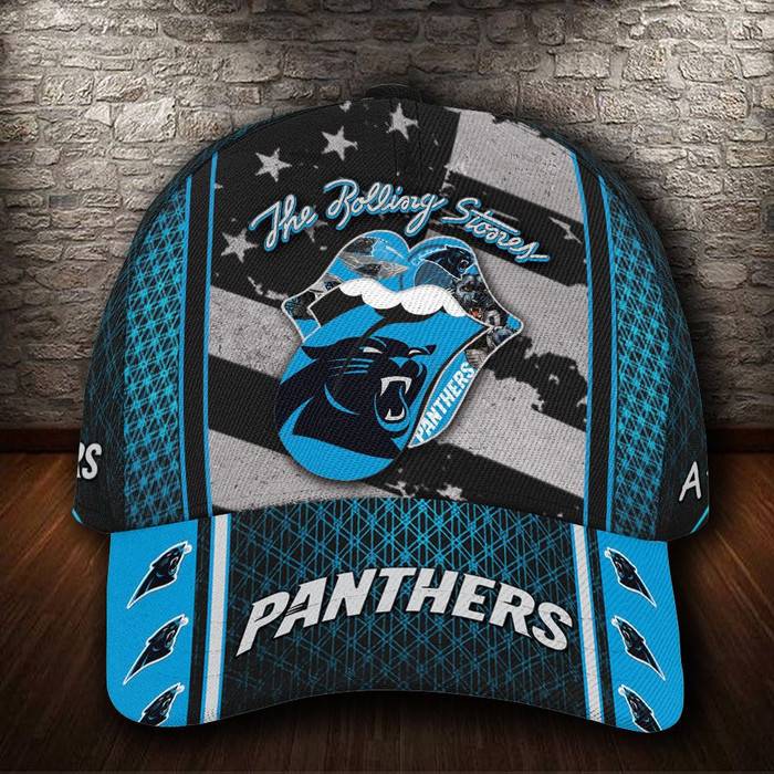 Personalized Carolina Panthers The Rolling Stones 3D Baseball Cap Blue CNI1614