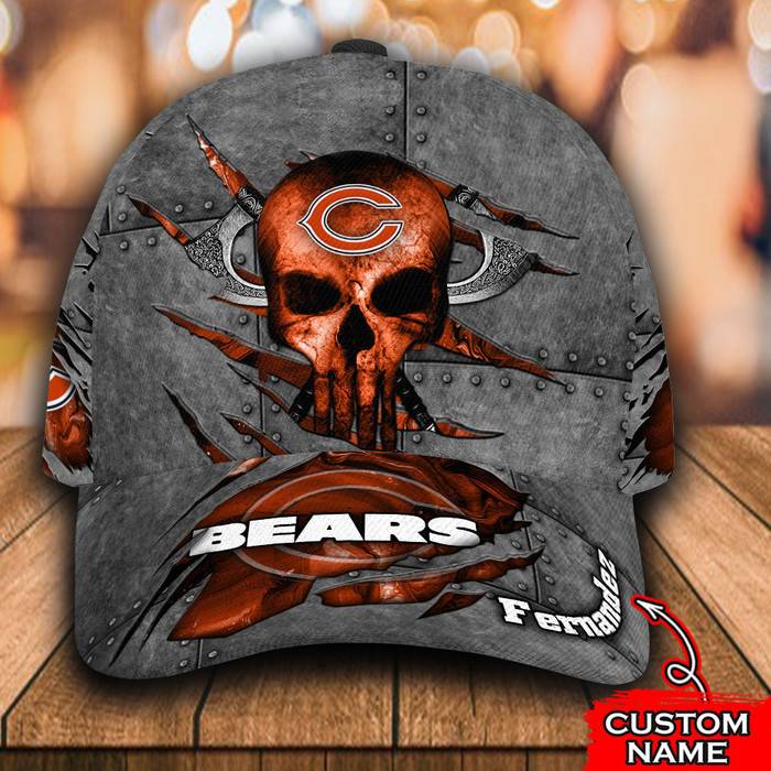 Personalized Chicago Bears Classic Skull 3D Baseball Cap CNI1590