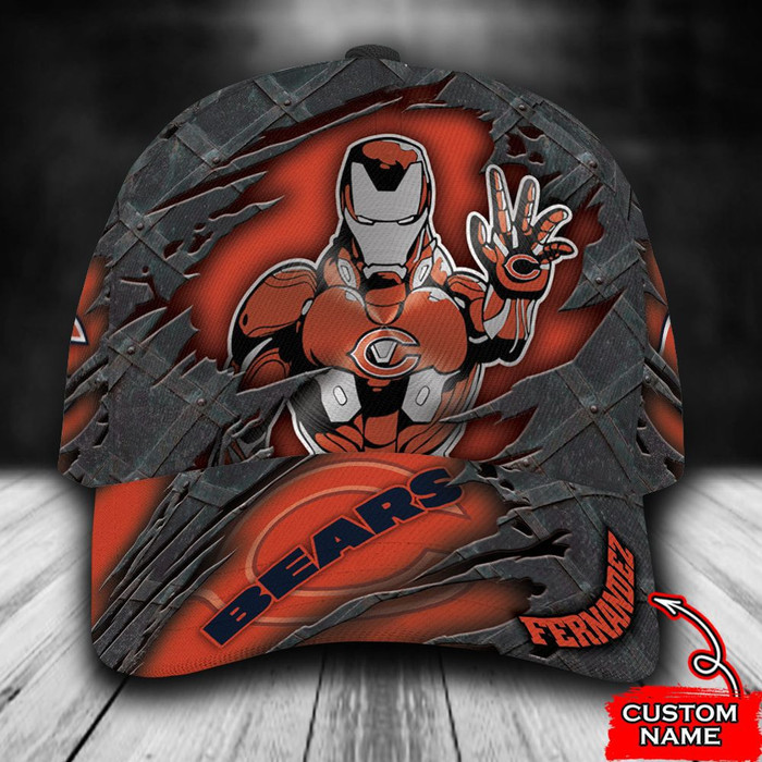 Personalized Chicago Bears Iron Man 3D Classic Baseball Cap CNI845