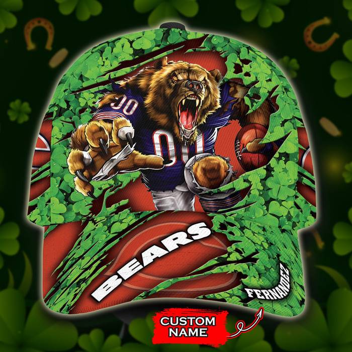 Personalized Chicago Bears St Patricks Day Mascot 3D Classic Baseball Cap CNI1310