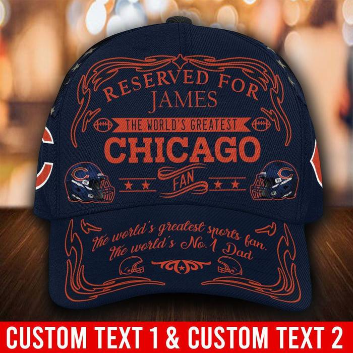 Personalized Chicago Bears Worlds Greatest Fan 3D Classic Baseball Cap Navy CNI1195