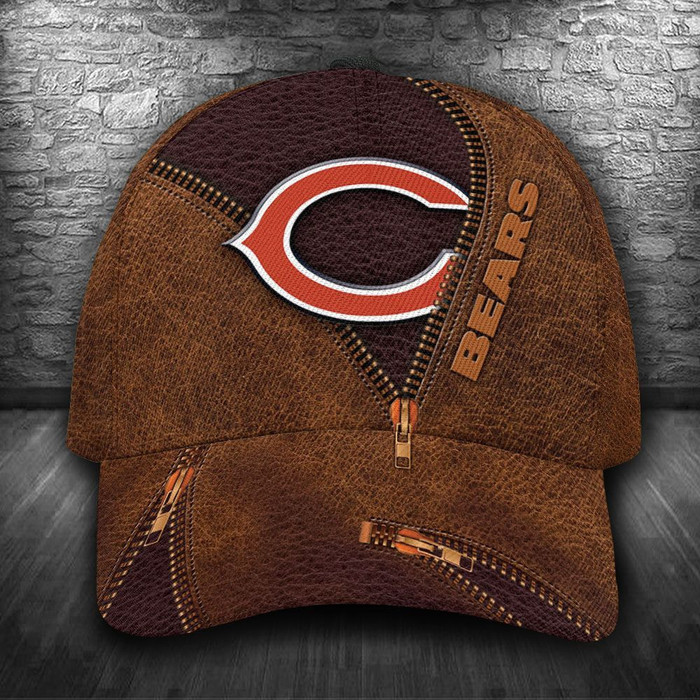 Personalized Chicago Bears Zip Pattern 3D Baseball Cap Brown CNI1144