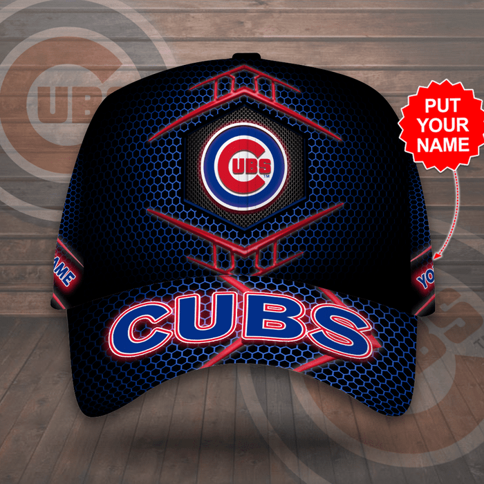 Personalized Chicago Cubs 3D Tiling Classic Baseball Cap Black CNI2154