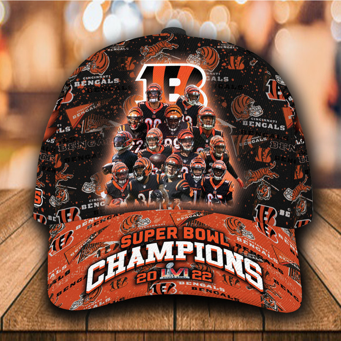 Personalized Cincinnati Bengals 2022 Super Bowl Champions 3D Baseball Cap CNI1555