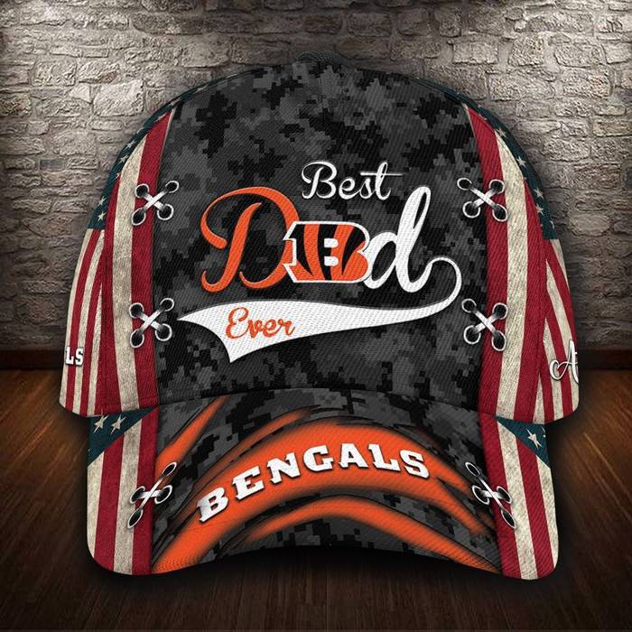 Personalized Cincinnati Bengals Best Dad USA Flag 3D Baseball Cap CNI1694