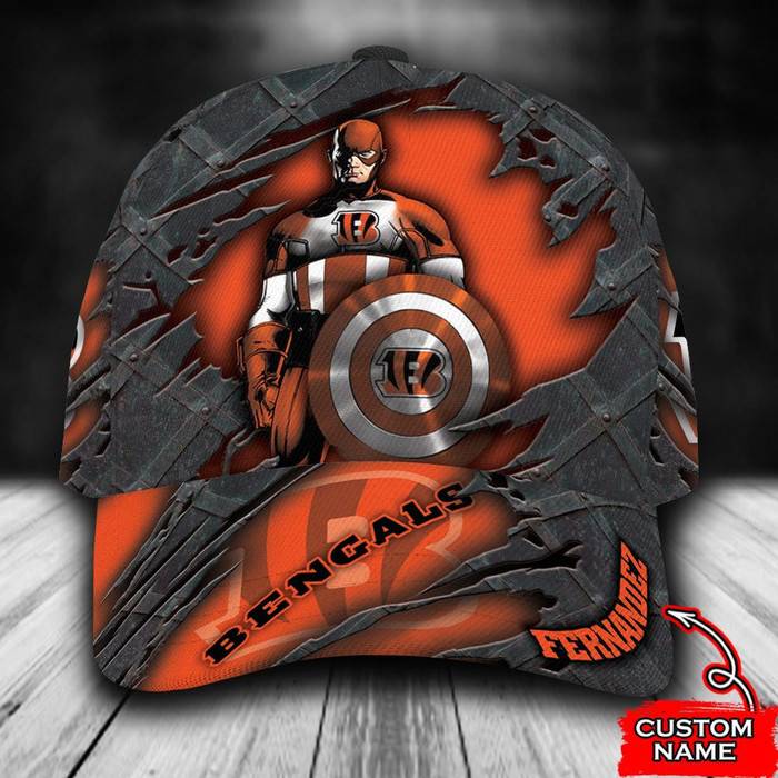 Personalized Cincinnati Bengals Captain America 3D Classic Baseball Cap CNI738