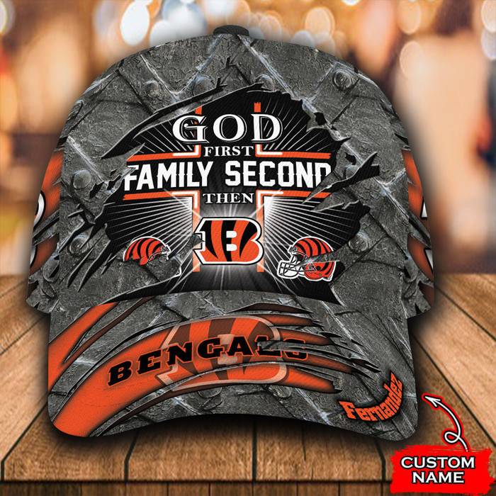 Personalized Cincinnati Bengals God First Family Second 3D Classic Baseball Cap CNI1412