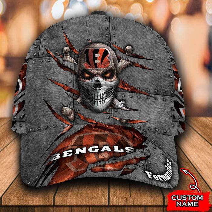 Personalized Cincinnati Bengals Skull 3D Classic Baseball Cap CNI276