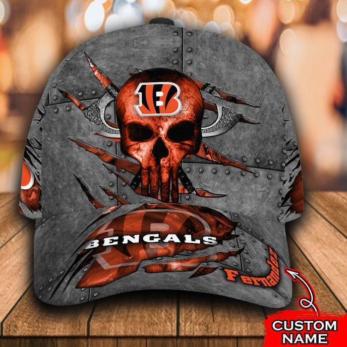Personalized Cincinnati Bengals Skull 3D Classic Baseball Cap CNI311