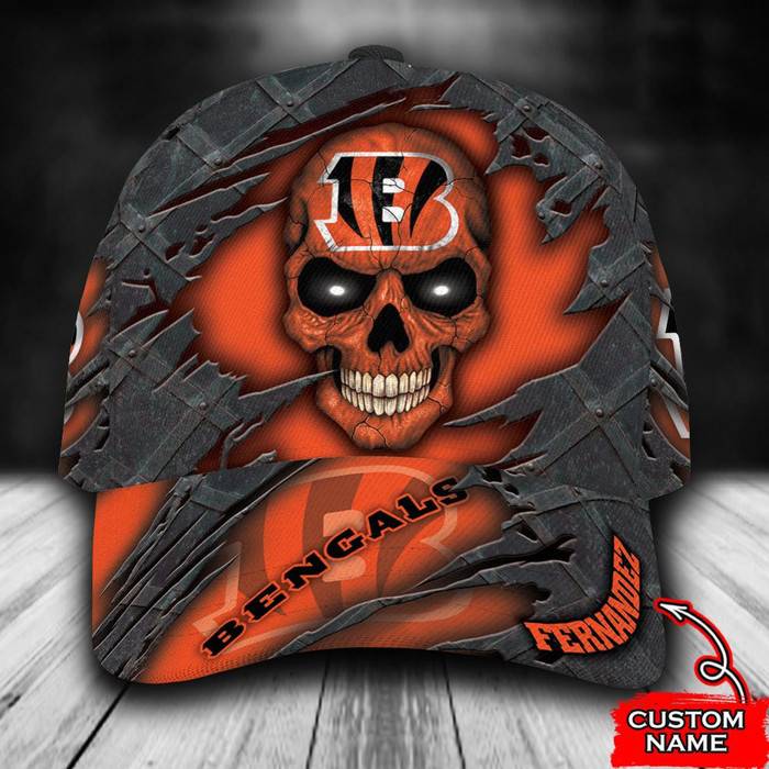 Personalized Cincinnati Bengals Skull 3D Classic Baseball Cap CNI933