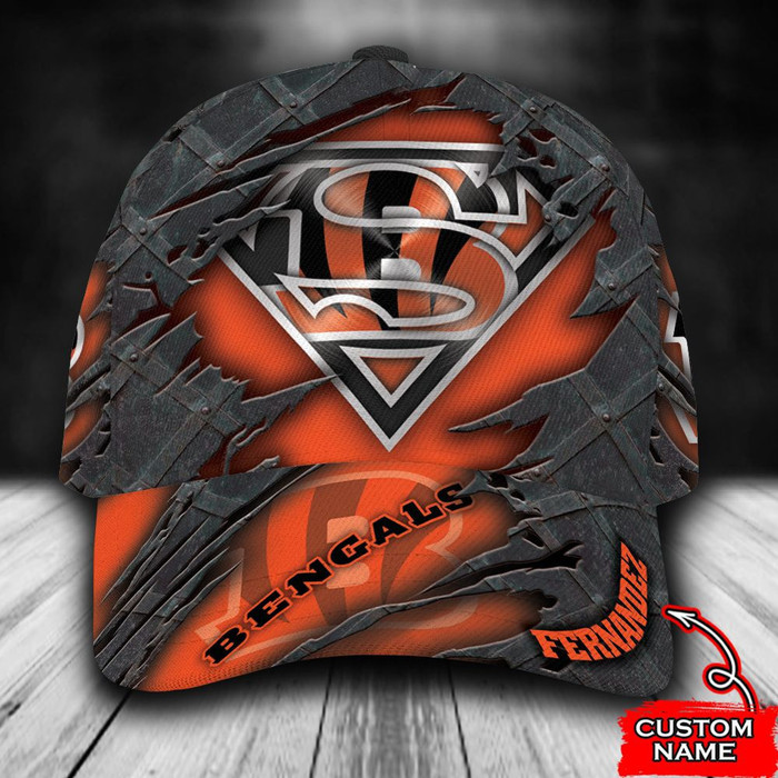 Personalized Cincinnati Bengals Superman Logo 3D Baseball Cap Orange CNI1867