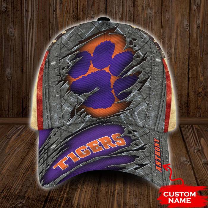 Personalized Clemson Tigers USA Flag 3D Classic Baseball Cap CNI1385
