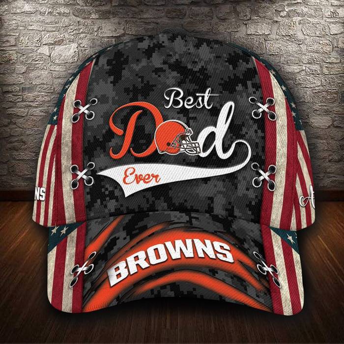 Personalized Cleveland Browns Best Dad USA Flag 3D Classic Baseball Cap CNI229