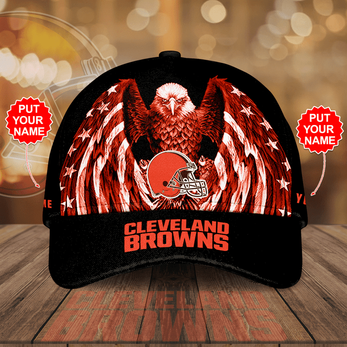 Personalized Cleveland Browns Football Team American Eagle 3D Baseball Cap Black CNI1982