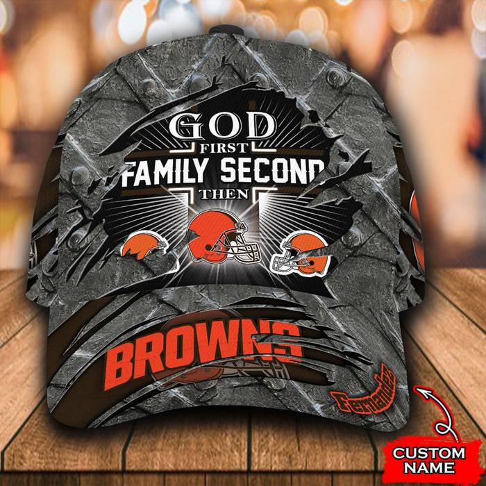 Personalized Cleveland Browns God First Family Second 3D Classic Baseball Cap CNI874