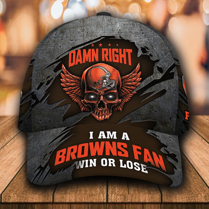 Personalized Cleveland Browns Luxury Skull Damn Right 3D Classic Baseball Cap CNI1265