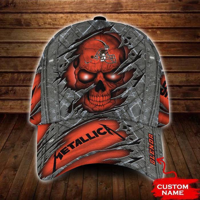 Personalized Cleveland Browns Metallica Band Skull 3D Classic Baseball Cap CNI335