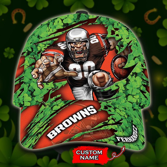 Personalized Cleveland Browns St Patricks Day Mascot 3D Classic Baseball Cap CNI448
