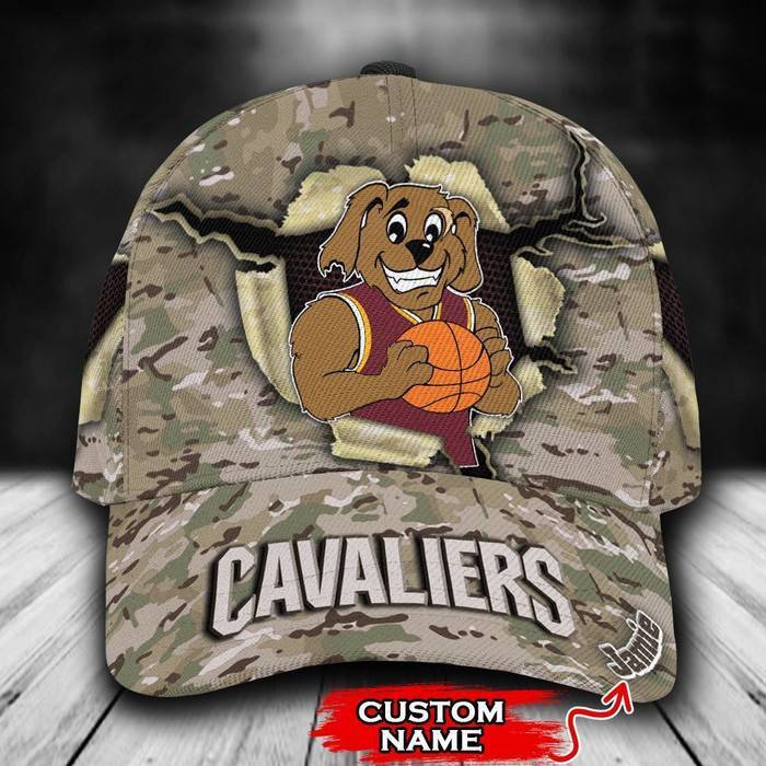 Personalized Cleveland Cavaliers Camo Mascot 3D Classic Baseball Cap CNI341