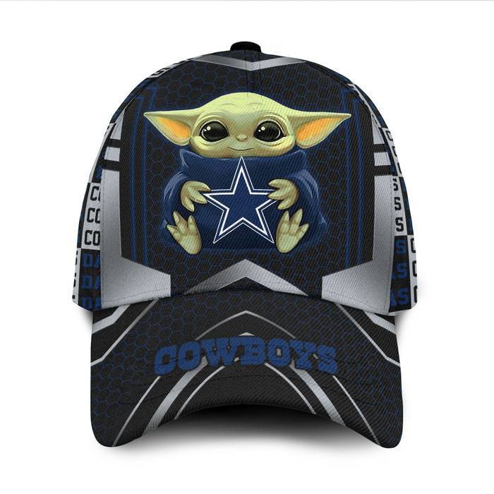Personalized Dallas Cowboys Baby Yoda 3D Classic Baseball Cap CNI197