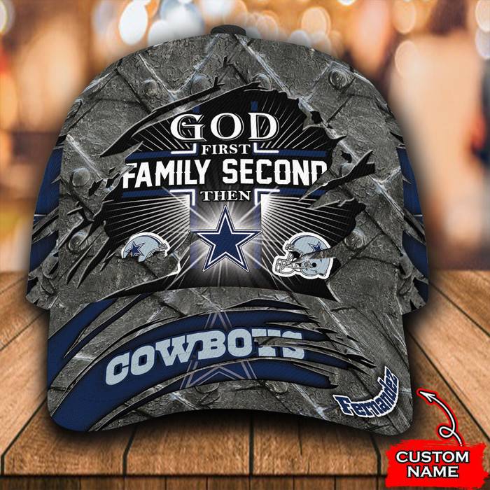 Personalized Dallas Cowboys God First Family Second 3D Classic Baseball Cap CNI1158