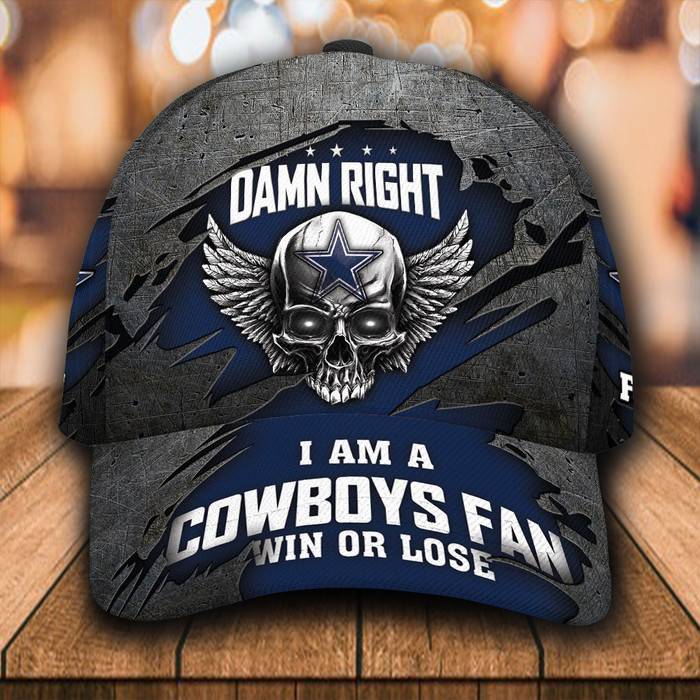 Personalized Dallas Cowboys Luxury Skull Damn Right 3D Classic Baseball Cap CNI729
