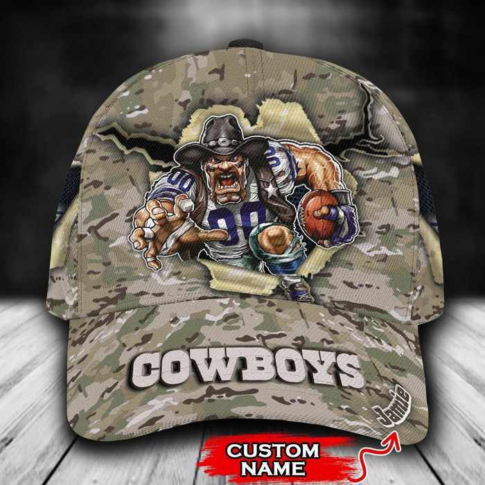 Personalized Dallas Cowboys Mascot Camo 3D Baseball Cap CNI1724