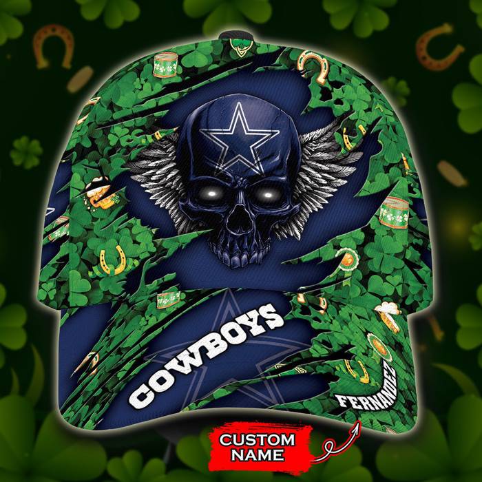 Personalized Dallas Cowboys St Patricks Day Skull 3D Classic Baseball Cap CNI293