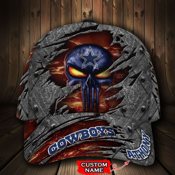 Personalized Dallas Cowboys The Punisher Skull 3D Classic Baseball Cap CNI1285
