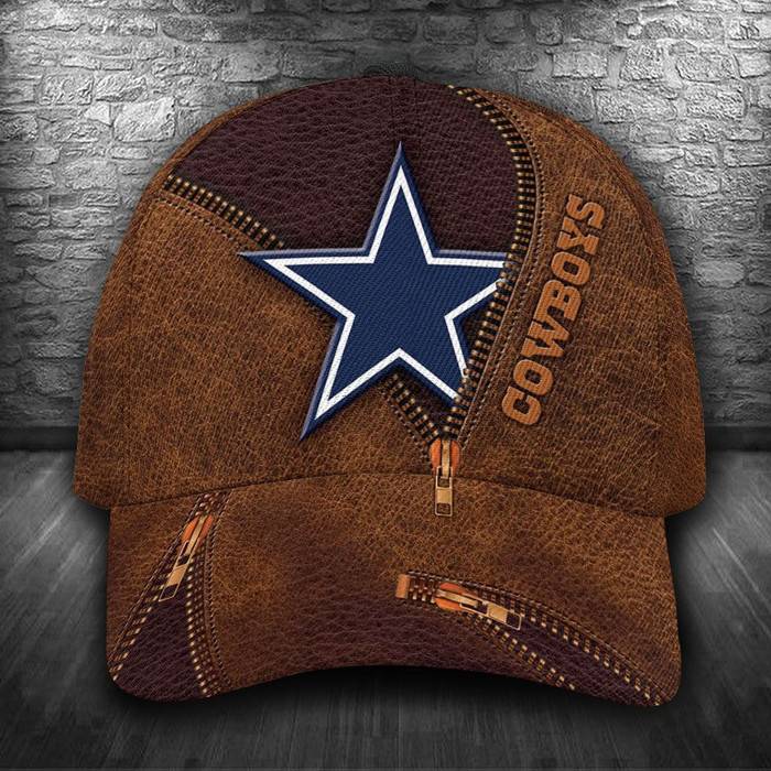 Personalized Dallas Cowboys Zipper 3D Classic Baseball Cap Brown CNI1273