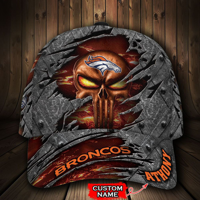 Personalized Denver Broncos Luxury Skull 3D Classic Baseball Cap CNI542