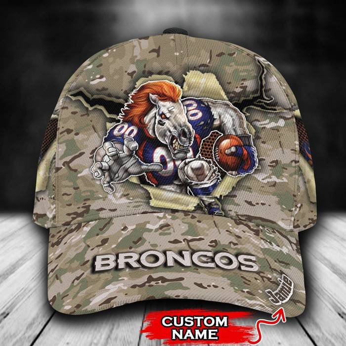 Personalized Denver Broncos Mascot Camo Pattern 3D Baseball Cap CNI1151