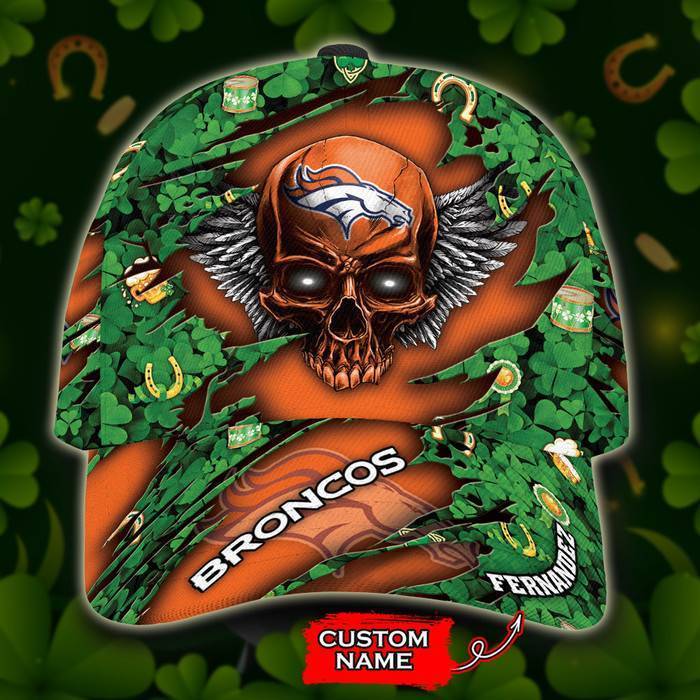 Personalized Denver Broncos St Patricks Day Skull 3D Classic Baseball Cap CNI550