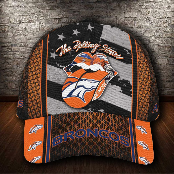 Personalized Denver Broncos The Rolling Stones 3D Baseball Cap Orange CNI1585