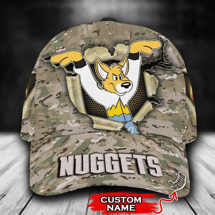 Personalized Denver Nuggets Camo Mascot NBA 3D Classic Baseball Cap CNI825