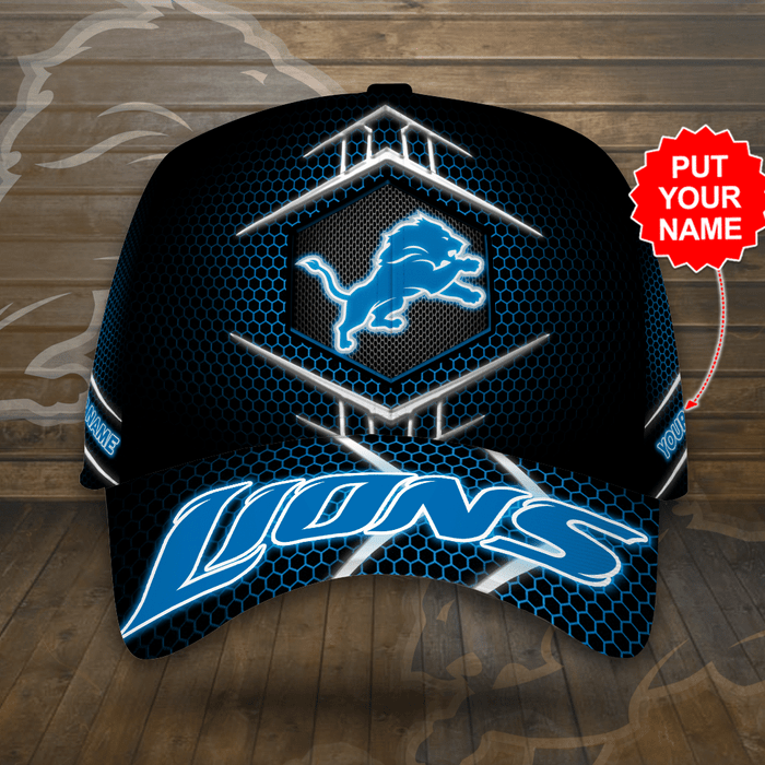 Personalized Detroit Lions Football Team 3D Baseball Cap Blue CNI1991