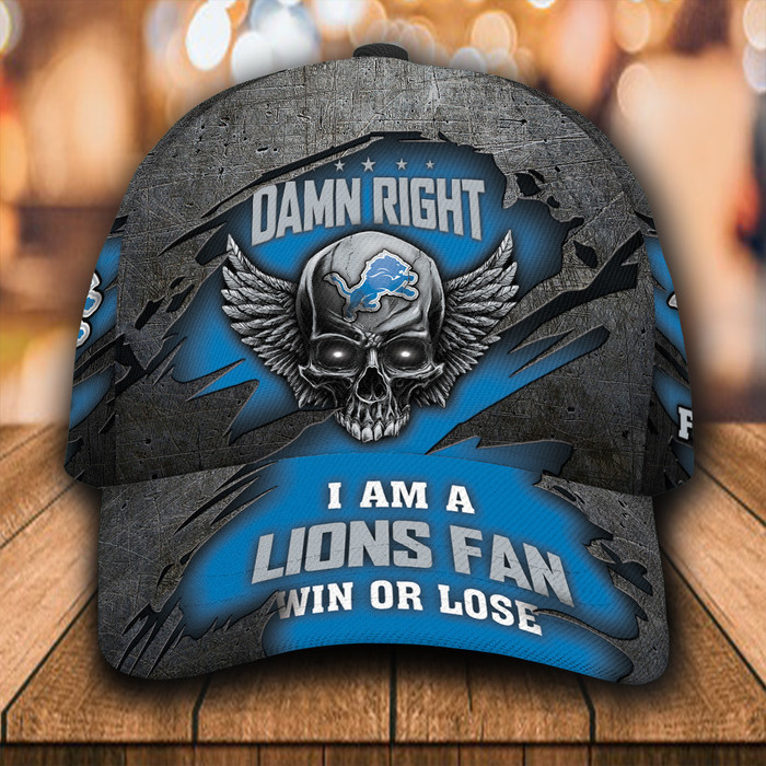 Personalized Detroit Lions Luxury Skull 3D Classic Baseball Cap CNI765