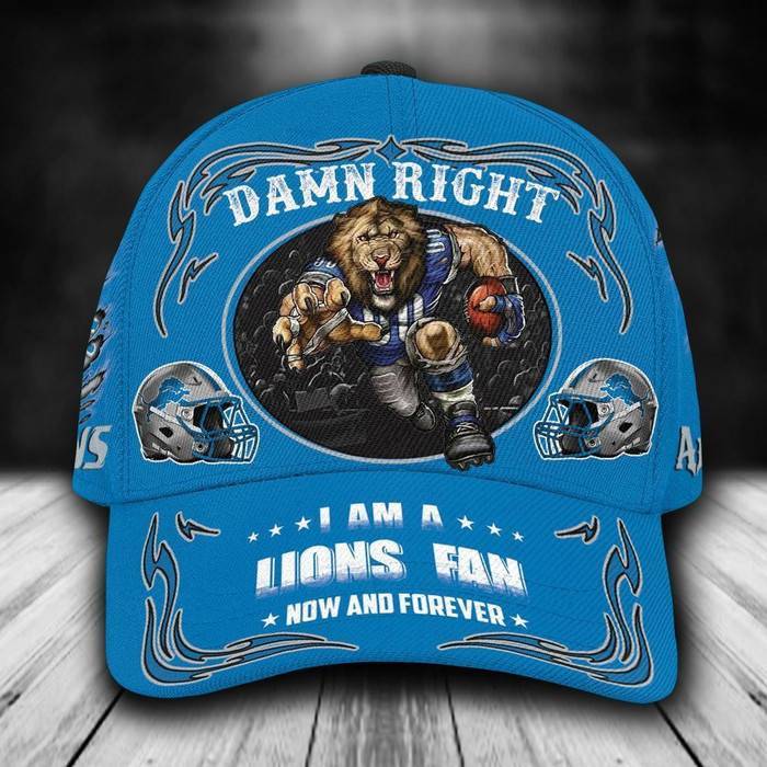 Personalized Detroit Lions Mascot Damn Right 3D Classic Baseball Cap CNI343