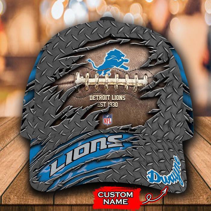 Personalized Detroit Lions Rivet 3D Classic Baseball Cap CNI237