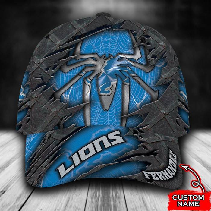 Personalized Detroit Lions Spider Man 3D Baseball Cap Blue CNI1469