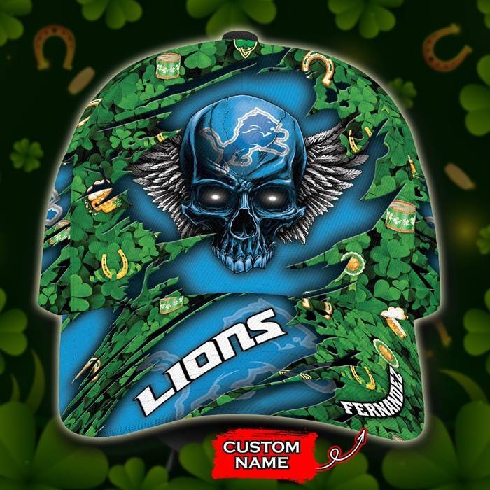 Personalized Detroit Lions St Patricks Day Skull 3D Classic Baseball Cap CNI179