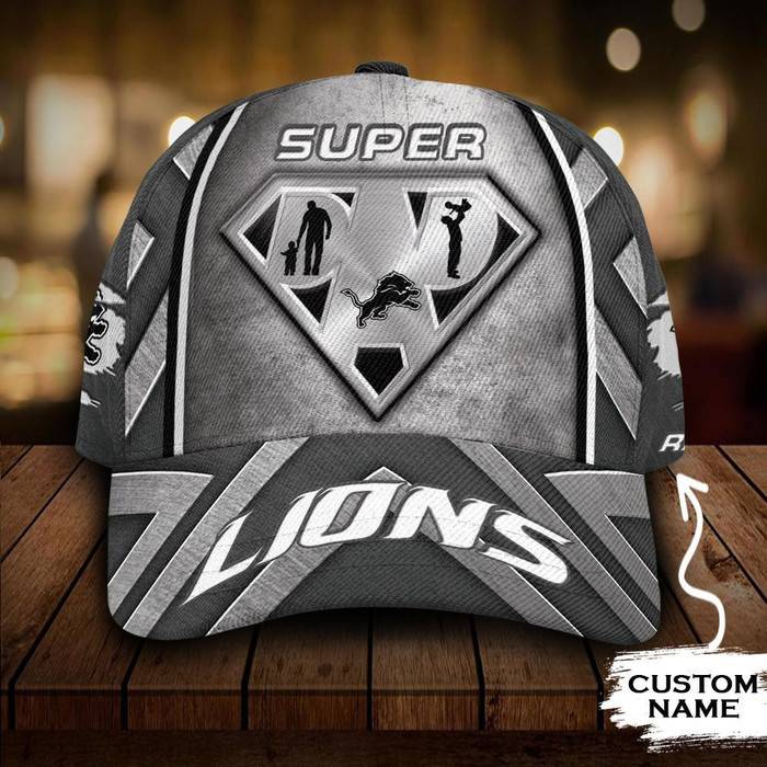 Personalized Detroit Lions Superman Dad 3D Classic Baseball Cap CNI252