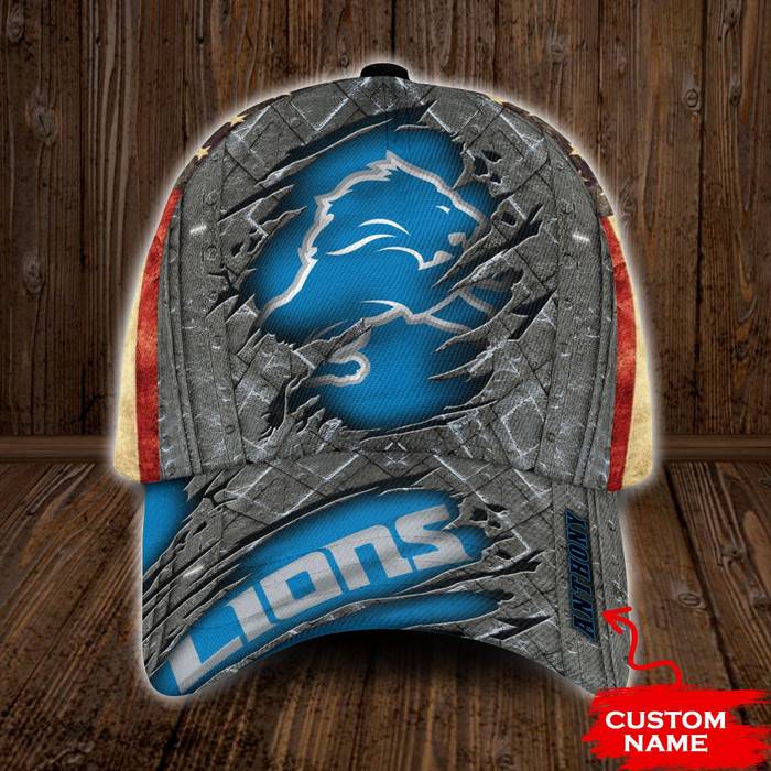 Personalized Detroit Lions USA Flag 3D Classic Baseball Cap CNI1193