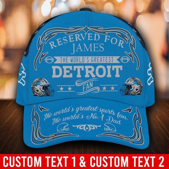 Personalized Detroit Lions Worlds Greatest Fan Text 3D Classic Baseball Cap CNI206