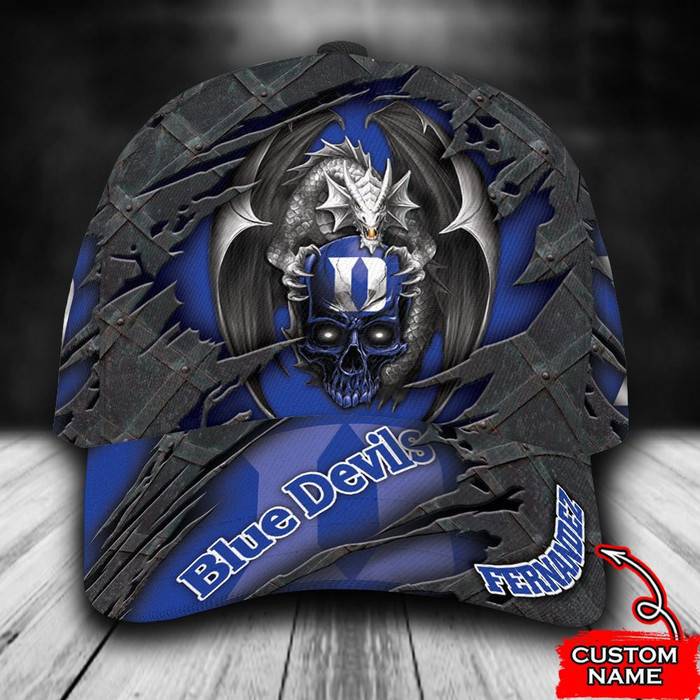 Personalized Duke Blue Devils Dragon Skull 3D Baseball Cap Blue CNI1452